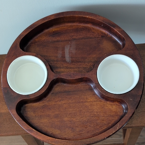 Vintage Double Chip And Dip Serving Platter Wood - Picture 1 of 10